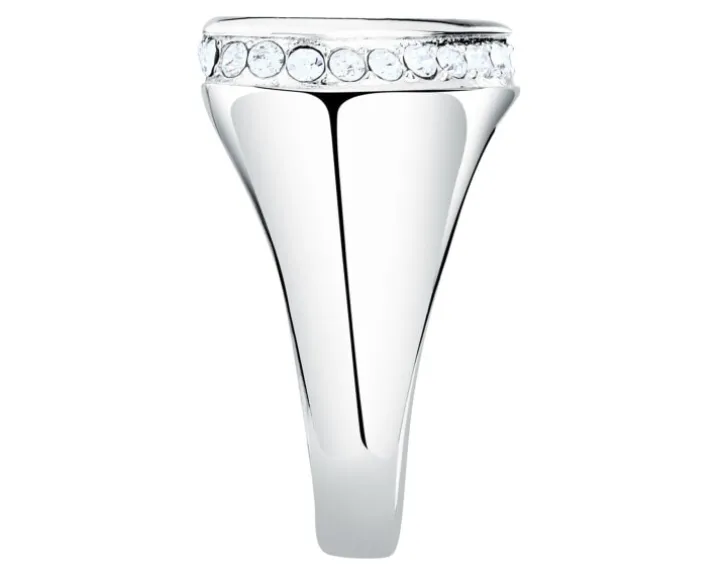 Sygnet ze stali szlachetnej z cyrkoniami - serce, Karl Lagerfeld