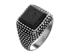 Sygnet ze stali szlachetnej z emalią