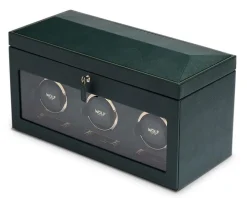 Wolf British Racing Triple Watch Winder with storage Green