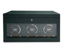 Wolf British Racing Triple Watch Winder with storage Green