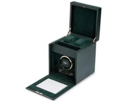 Wolf Rotomat British Racing Single Watch Winder with storage Green