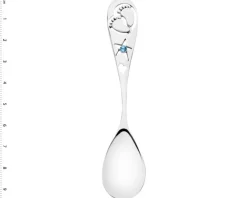 Łyżeczka srebrna z cyrkonią - stópki, chłopiec