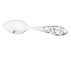 Łyżeczka srebrna ze szkłem - serca, chłopiec