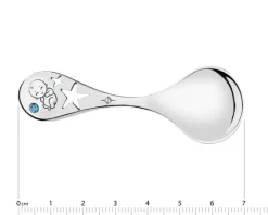 Łyżeczka srebrna ze szlifowanym szkłem- chłopiec