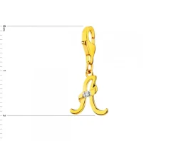 Zawieszka charms z żółtego złota z diamentem - litera A - 0,004 ct - próba 375