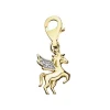 Zawieszka charms z żółtego złota z diamentami - jednorożec - 0,01 ct - próba 375
