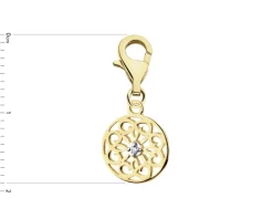 Zawieszka charms z żółtego złota z diamentem - rozeta - 0,005 ct - próba 375