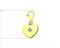 Zawieszka charms z żółtego złota z diamentem - serce - 0,003 ct - próba 375