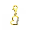 Zawieszka charms z żółtego złota z diamentami - serce - 0,006 ct - próba 585