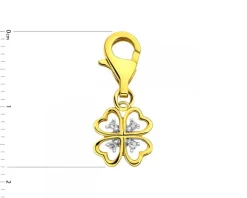 Zawieszka charms z żółtego złota z diamentami - koniczyna - 0,02 ct - próba 585