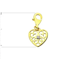 Zawieszka charms z żółtego złota z brylantem - serce - 0,008 ct - próba 585