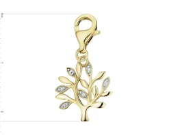 Zawieszka charms z żółtego złota z diamentami - drzewko - 0,01 ct - próba 375