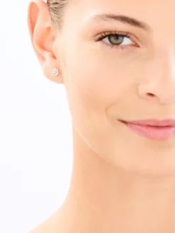 Zawieszka i kolczyki z żółtego złota z diamentami - komplet - 0,01 ct - próba 375