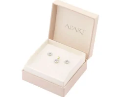 Zawieszka i kolczyki z żółtego złota z diamentami - komplet - 0,01 ct - próba 375