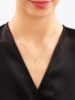 Zawieszka i kolczyki z żółtego złota z diamentami - komplet - 0,01 ct - próba 375