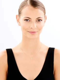 Zawieszka i kolczyki z żółtego i białego złota z diamentami - komplet - 0,01 ct - próba 375