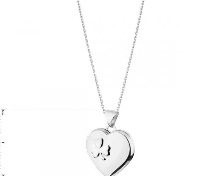 Zawieszka srebrna - puzderko - serce, koniczyna