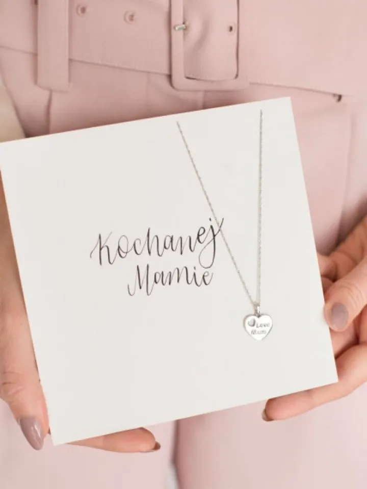 Zawieszka srebrna - serca, mama