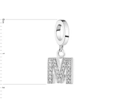 Zawieszka srebrna beads - litera M