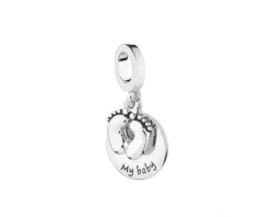Zawieszka srebrna beads - stópki, dziecko, baby