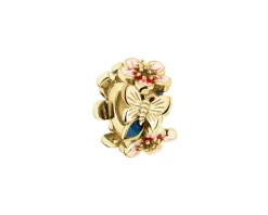 Zawieszka srebrna beads - stoper - z emalią - kwiaty, motyle