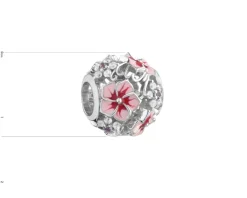 Zawieszka srebrna beads z cyrkoniami i emalią - kwiaty