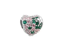 Zawieszka srebrna beads z cyrkoniami - serce