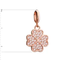 Zawieszka srebrna beads z cyrkoniami - koniczyna