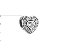 Zawieszka srebrna beads z cyrkoniami - serca