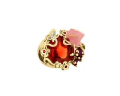 Zawieszka srebrna beads z cyrkoniami i emalią - kwiat