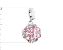 Zawieszka srebrna beads z cyrkoniami - koniczyna