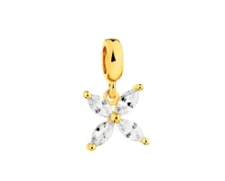 Zawieszka srebrna beads z cyrkoniami - kwiat