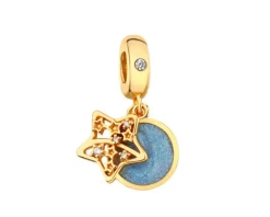 Zawieszka srebrna beads z cyrkoniami i emalią - gwiazda