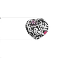 Zawieszka srebrna beads z cyrkoniami i emalią - serce, ptak