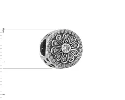 Zawieszka srebrna beads z cyrkoniami - kwiat