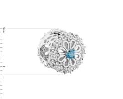 Zawieszka srebrna beads z cyrkoniami - kwiat