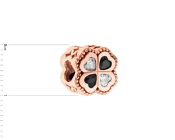 Zawieszka srebrna beads z cyrkoniami - koniczyna, serce