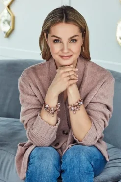 Zawieszka srebrna beads z cyrkoniami - koniczyna, serce