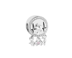 Zawieszka srebrna beads z cyrkoniami - rodzina, serce, nieskończoność