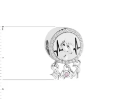 Zawieszka srebrna beads z cyrkoniami - rodzina, serce, nieskończoność