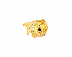 Zawieszka srebrna beads z cyrkoniami - złota rybka