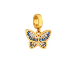 Zawieszka srebrna beads z cyrkoniami - motyl