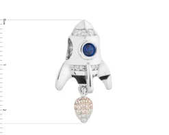 Zawieszka srebrna beads z cyrkoniami i emalią - rakieta