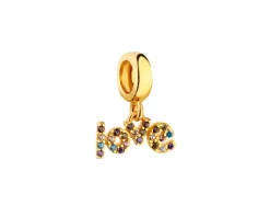 Zawieszka srebrna beads z cyrkoniami - love