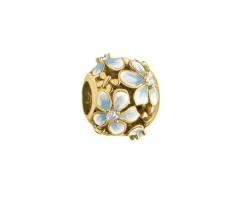 Zawieszka srebrna beads z cyrkoniami i emalią - kwiaty