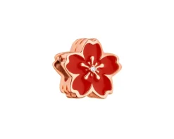 Zawieszka srebrna beads z cyrkoniami i emalią - kwiat