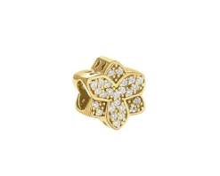 Zawieszka srebrna beads z cyrkoniami - kwiat