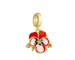 Zawieszka srebrna beads z cyrkonią i emalią - kwiat
