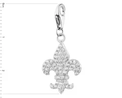 Zawieszka srebrna charms z cyrkoniami - lilijka harcerska