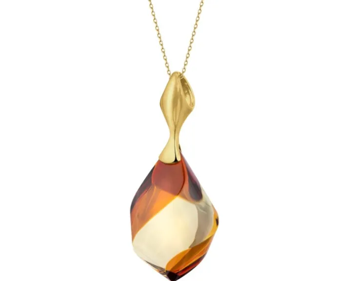 Zawieszka srebrna z bursztynem